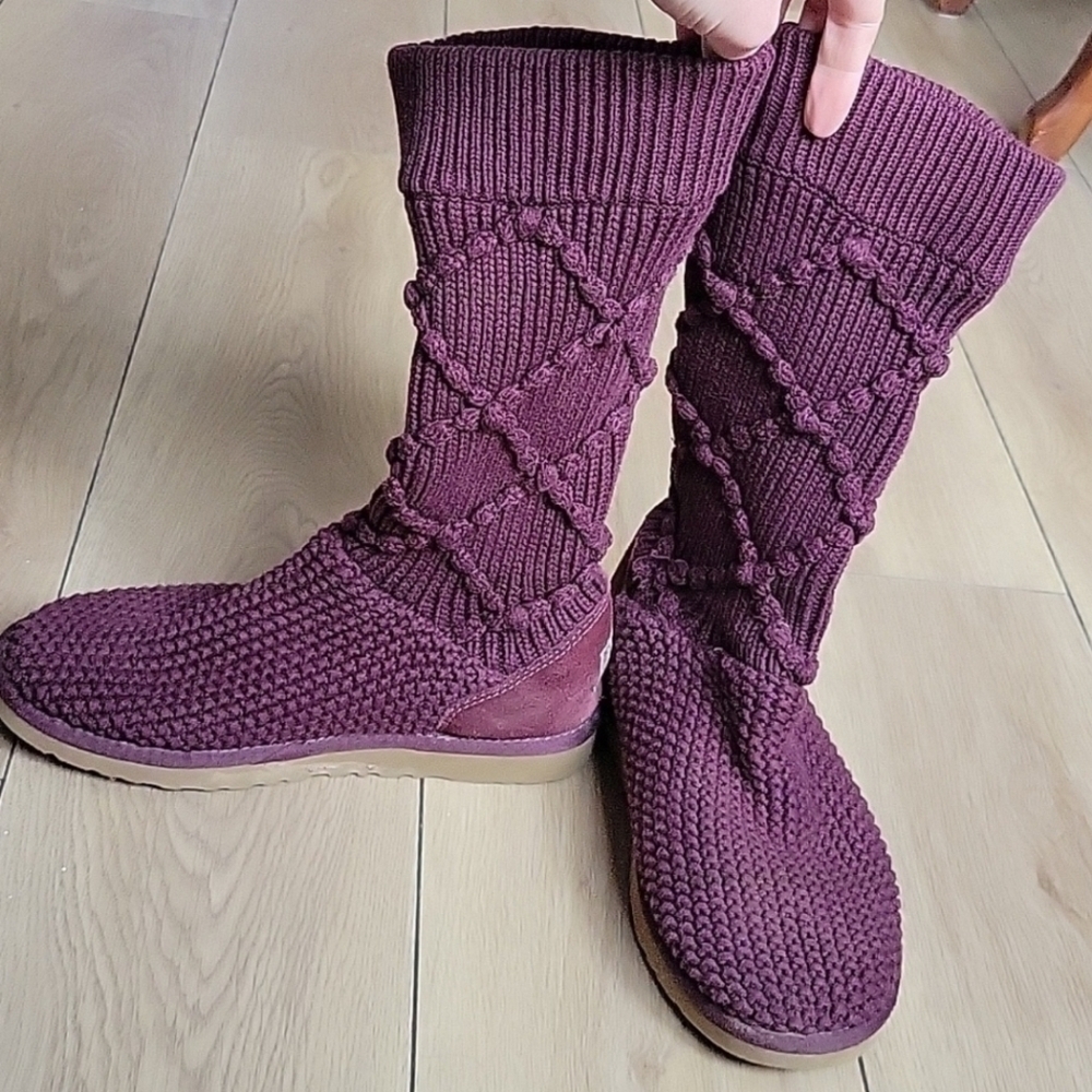 UGG Burgundy Sock Boots 9.5